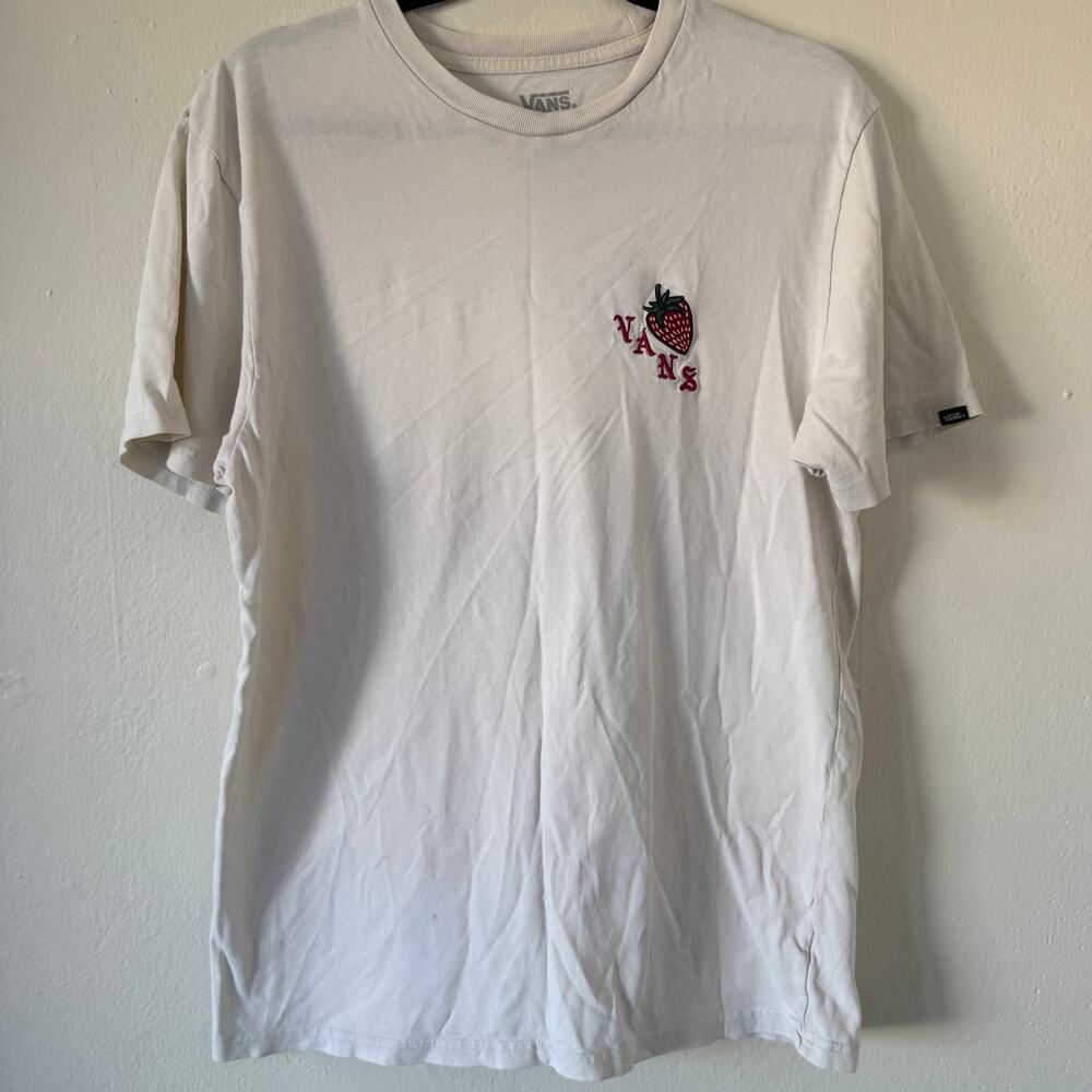 Unisex Vans crew neck t-shirt with strawberry detail on front